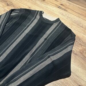 Vintage Knights of Round Table Black Striped Sweater Mens Medium